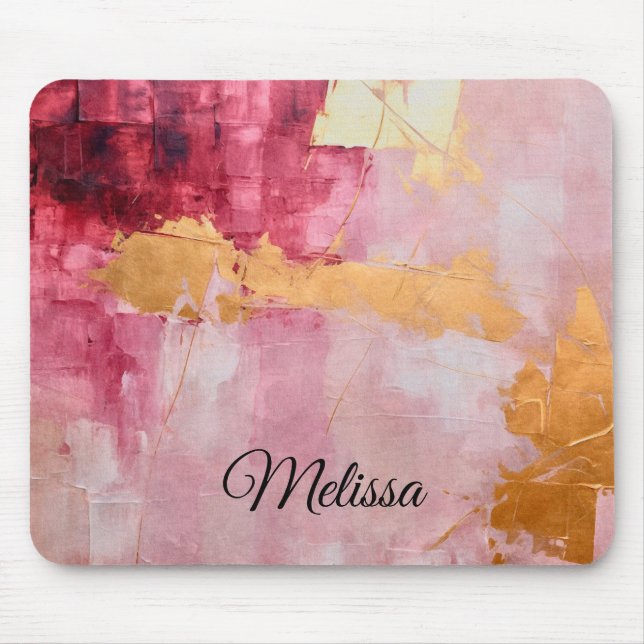 Tapis De Souris Brush artistique touche or et rose (Devant)