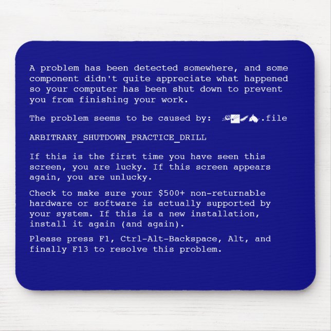 Tapis De Souris BSOD Mousepad (Devant)