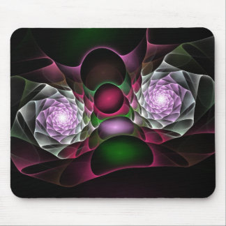 Tapis De Souris Bubbles et yeux noirs violets roses art fractal