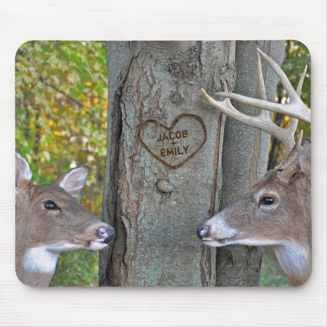 Tapis De Souris buck et faire avec le coeur de l'arbre (Devant)