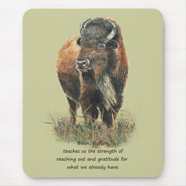 Tapis De Souris Buffalo Bison Animal Totem Spirit Guide (Devant)