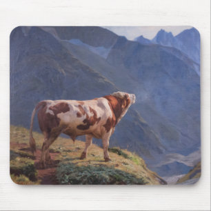 Tapis De Souris Bull dans les Alpes suisses (par Eugène Burnand)