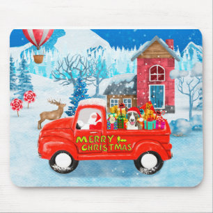 Tapis De Souris Bull Terrier Chien à Noël Livraison Camion neige