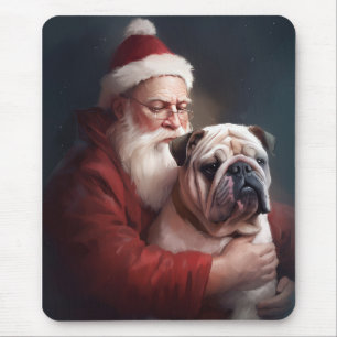 Tapis De Souris Bulldog avec Noël Festif du Père Noël