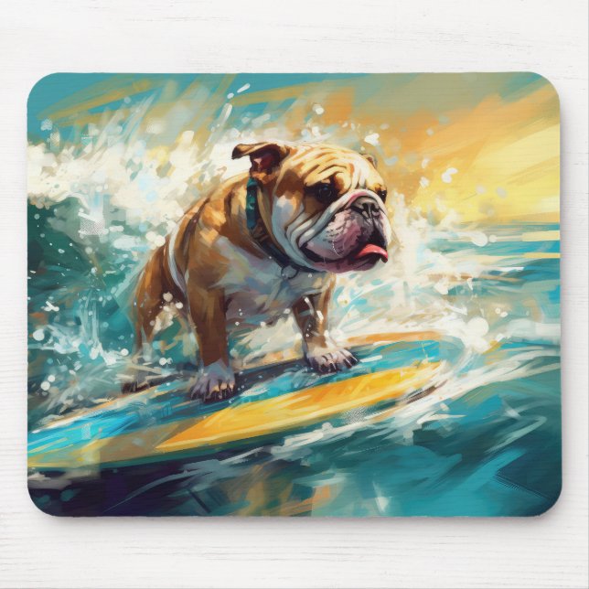 Tapis De Souris Bulldog Beach Surf Peinture (Devant)