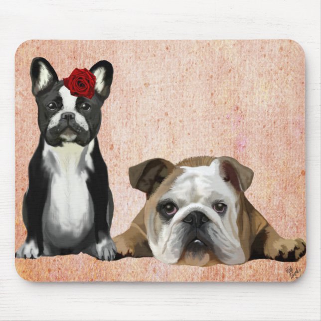 Tapis De Souris Bulldog français et Bulldog anglais (Devant)