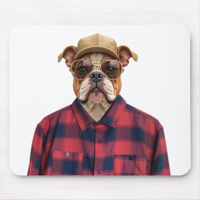 Tapis De Souris Bulldog portant une chemise en plastique (Devant)