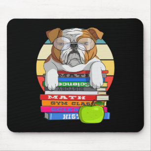 Tapis De Souris Bulldog Retour À L'École Livre Worm Chien