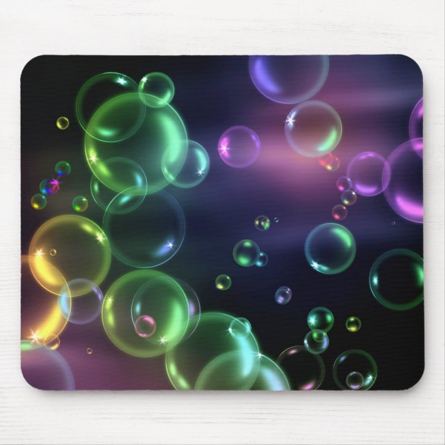 Tapis De Souris Bulle Iridescente sur noir (Devant)