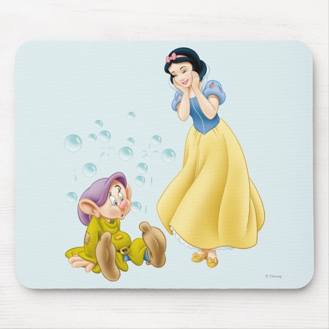 Tapis De Souris Bulles blanches de neige et de dopey (Devant)