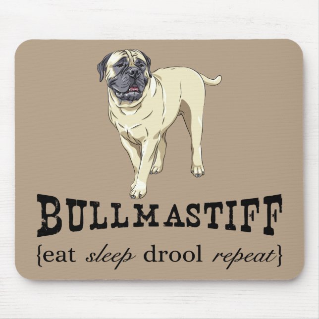 Tapis De Souris Bullmastiff "mangent la répétition" Mousepad de (Devant)