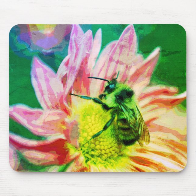 Tapis De Souris Bumble Bee On Daisy Flower Art Abstrait (Devant)
