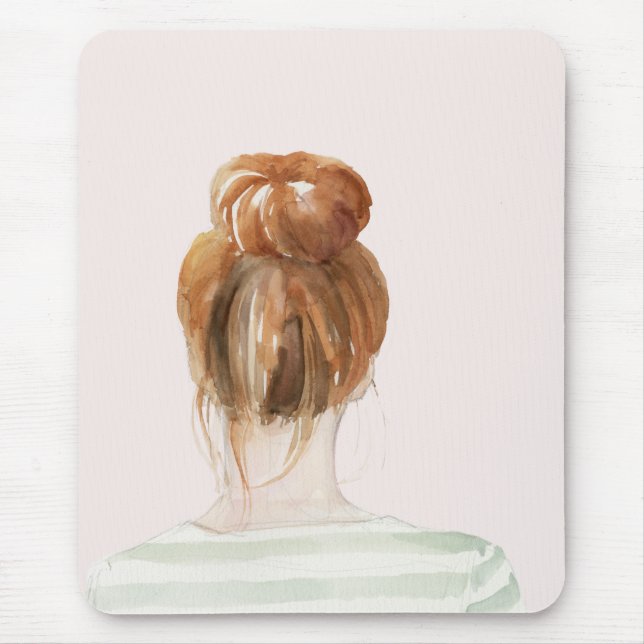 Tapis De Souris Bun de noeud à cheveux rouges (Devant)