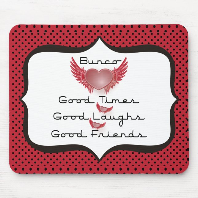 Tapis De Souris Bunco - bonnes périodes, rires, amis - rétro coeur (Devant)