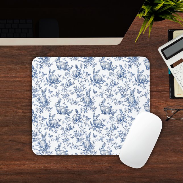 Tapis De Souris Bunny Bleu de printemps Chinoiserie (Spring Bunny Blue Chinoiserie Mouse Pad
)