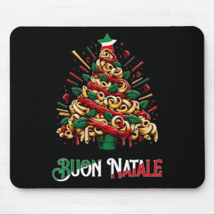 Tapis De Souris Buon natale italie pâtes noël arbre xmas