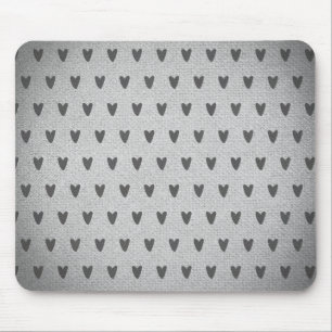 Tapis De Souris Burlap Gris Coeurs Whimsical Ferme rustique