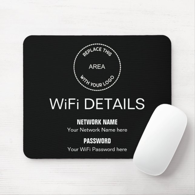 Tapis De Souris Business Logo Wifi Détails Bureau Bureau noir (Avec souris)