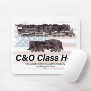 Tapis De Souris C&O Classe H-8 Locomotive Allegheny - Drapeau amér