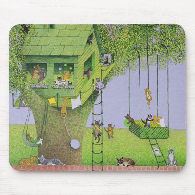Tapis De Souris Cabane dans un arbre de chat (Devant)