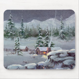 Tapis De Souris CABINE de RONDIN d'HIVER par SHARON SHARPE