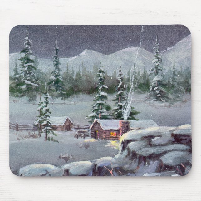 Tapis De Souris CABINE de RONDIN d'HIVER par SHARON SHARPE (Devant)