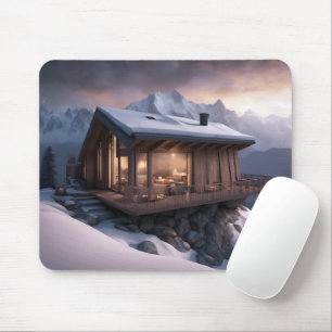 Tapis De Souris Cabine sur une pente de montagne
