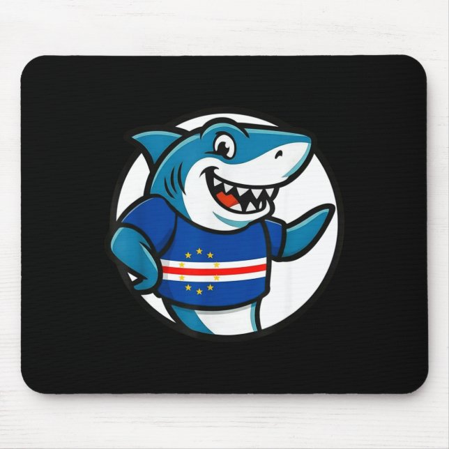Tapis De Souris Cabo Verde Flag Shark Funny Cabo Verdean  (Devant)