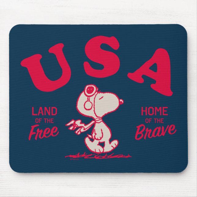 Tapis De Souris cacahuètes | Snoopy USA Land of the Free (Devant)