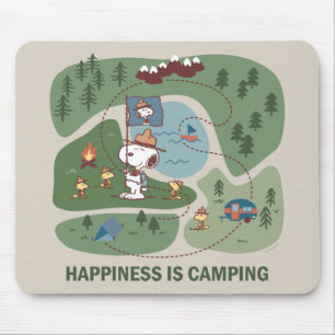 Tapis De Souris cacahuètes   Snoopy & Woodstock Carte du camp
