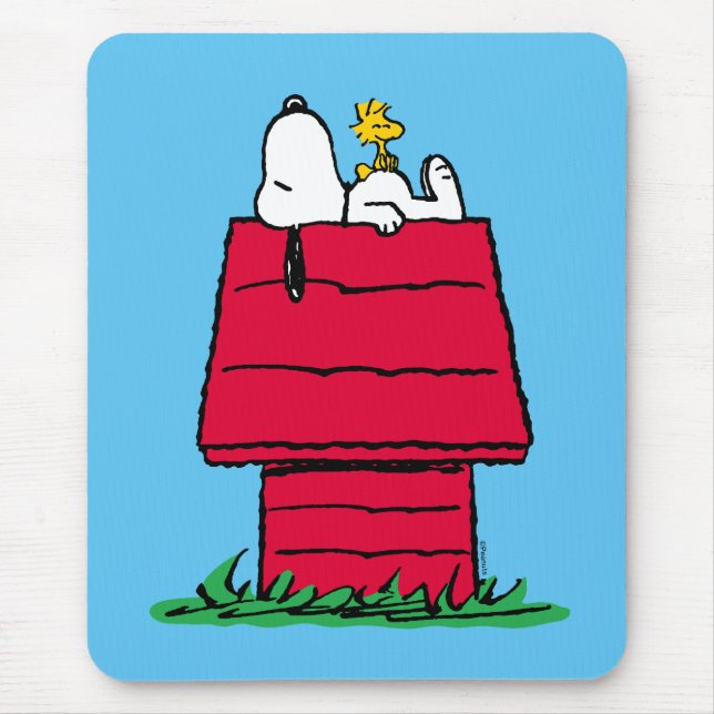 Tapis De Souris cacahuètes | Snoopy & Woodstock Doghouse (Devant)