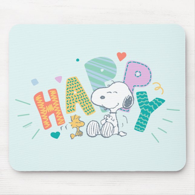 Tapis De Souris cacahuètes | Snoopy & Woodstock Happy (Devant)