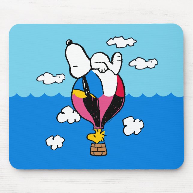 Tapis De Souris cacahuètes | Snoopy & Woodstock Hot Air Balloon (Devant)
