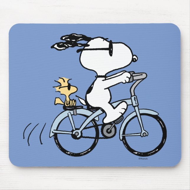Tapis De Souris cacahuètes | Vélo Snoopy & Woodstock (Devant)