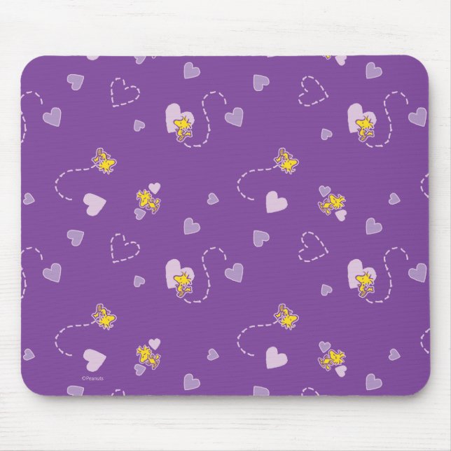 Tapis De Souris cacahuètes | Woodstock Motif de coeur pourpre (Devant)