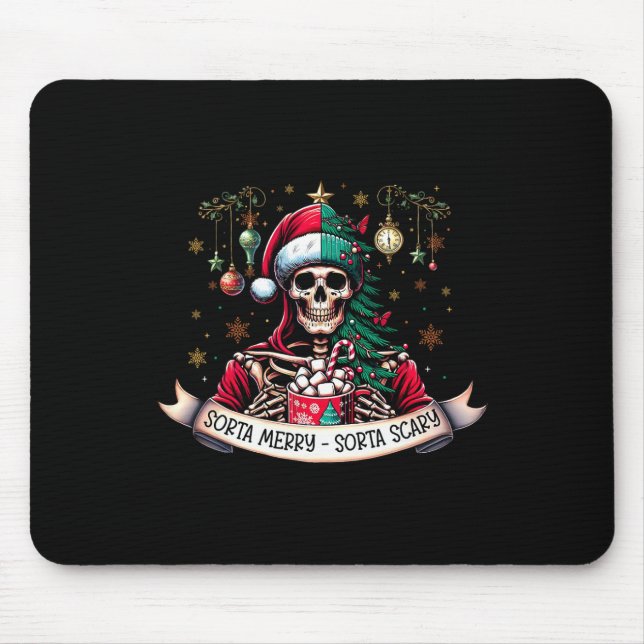 Tapis De Souris Cacao chaud de Noël squelette plutôt joyeux plutôt (Devant)