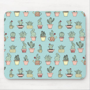 Tapis De Souris Cactus Couleur Cute À La Main Dessinée Motif