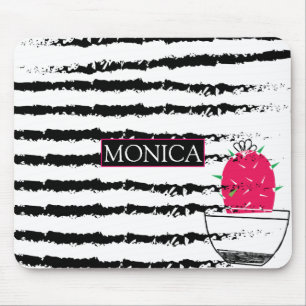 Tapis De Souris Cactus noir blanc motif monogramme