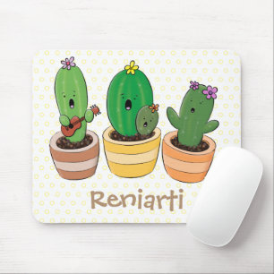 Tapis De Souris Cactus trio chantante mignonne dessin animé