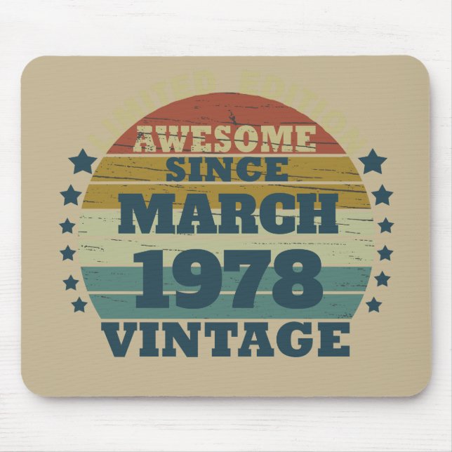 Tapis De Souris Cadeau d'anniversaire vintage personnalisé (Devant)