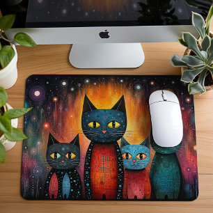 Tapis De Souris Cadeau d'art de galaxie cosmique de chats mignons