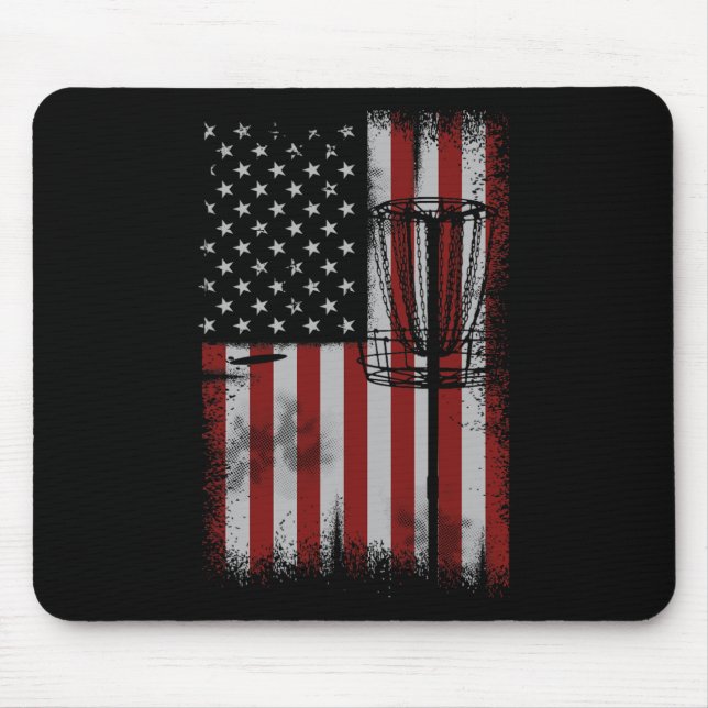 Tapis De Souris Cadeau de disque de golf de drapeau américain rétr (Devant)