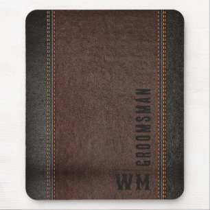 Tapis De Souris Cadeau de garçon d'honneur en cuir faux marron mon