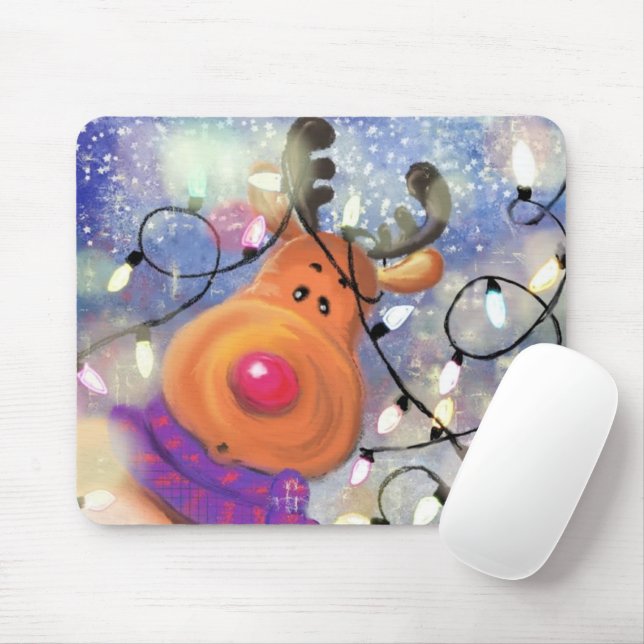 Tapis De Souris Cadeau de la souris de rennes de Noël (Avec souris)