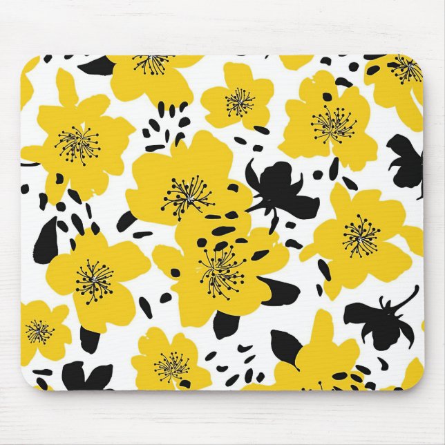 Tapis De Souris Cadeau de Noël Abstrait sans soudure avec fleurs i (Devant)