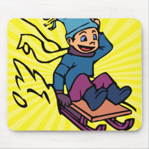 Tapis De Souris Cadeau De Ski vintage Pour Les Skieurs   traîneau 