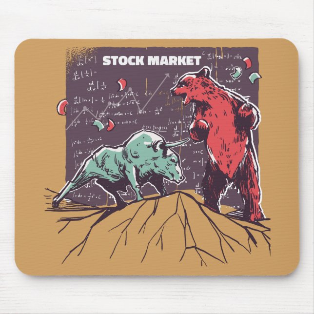 Tapis De Souris Cadeau des commerçants de la journée Bull et Ours (Devant)