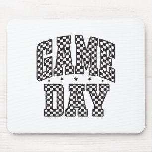 Tapis De Souris Cadeau drôle à carreaux jour de match Footll noir