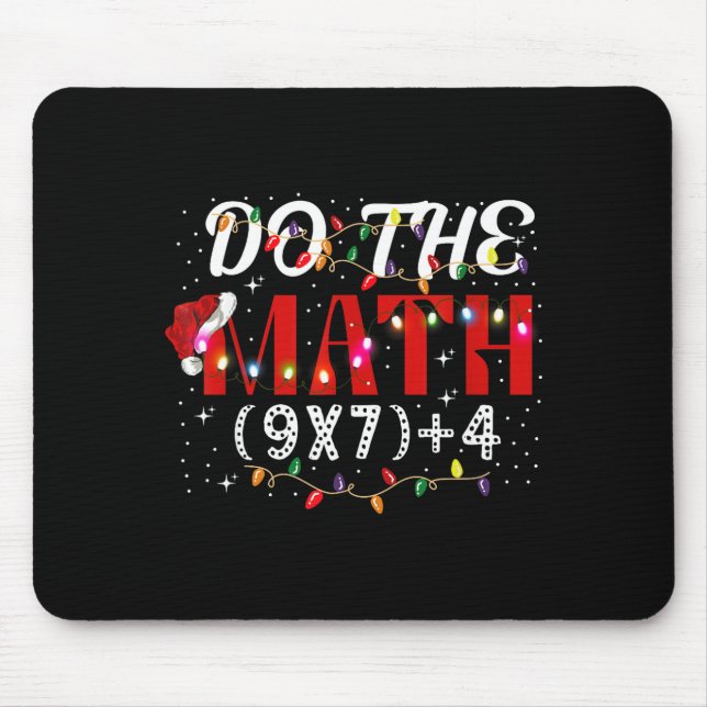 Tapis De Souris Cadeau drôle de Noël Fais Le Calcul Mème (9x7)+4 A (Devant)