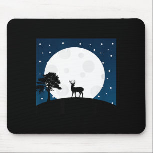 Tapis De Souris Cadeau effrayant Halloween - cerf sur la lune - am
